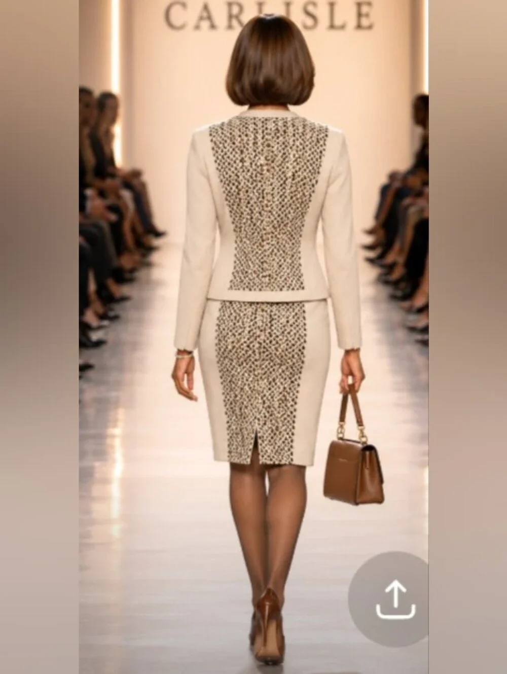 Carlisle 8 M Cream Tan Brown Boucle Wool Alpaca Mohair Nylon Skirt Suit Current